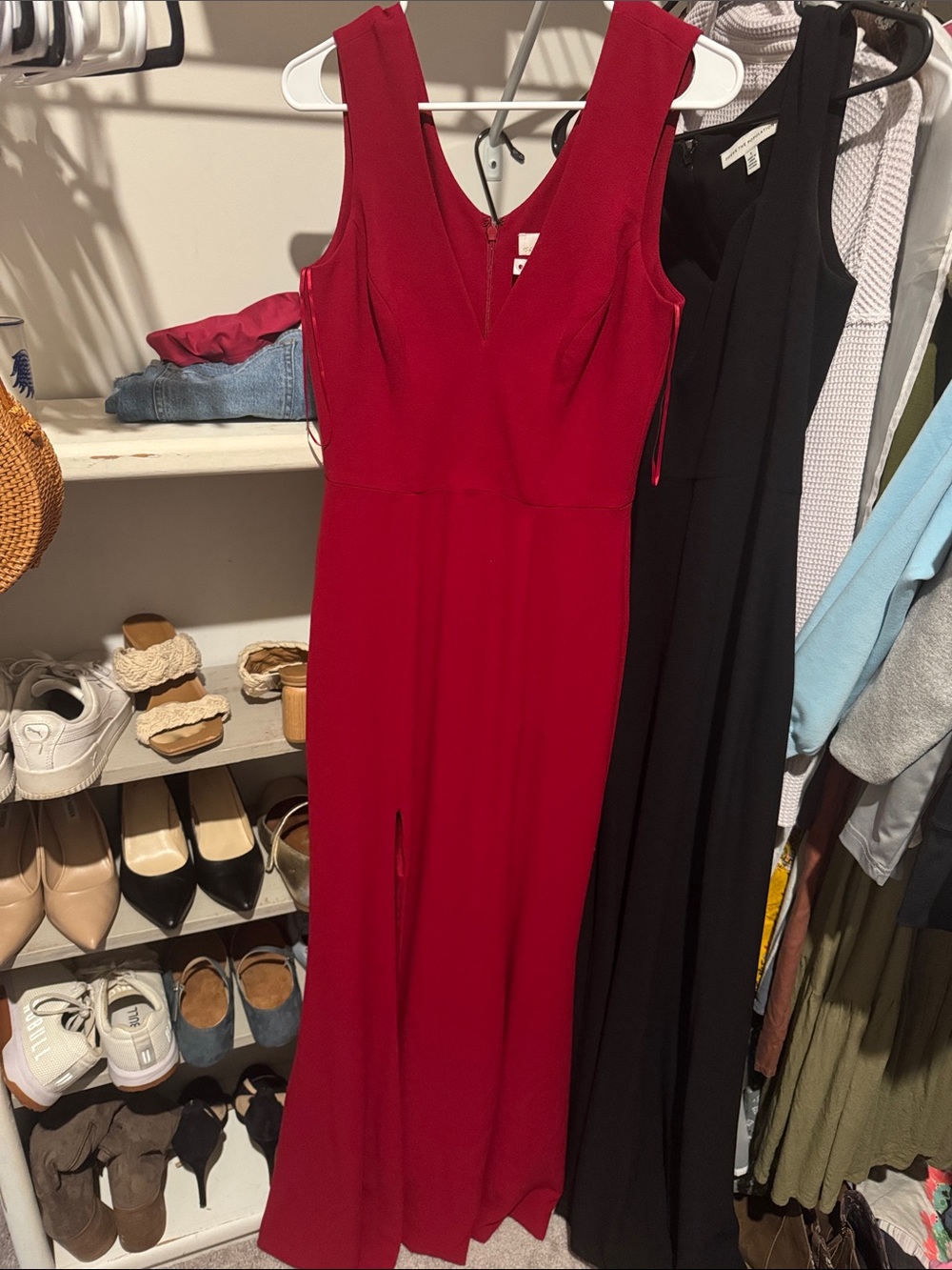 Dress the Population V-Neck Maxi Dress in Red